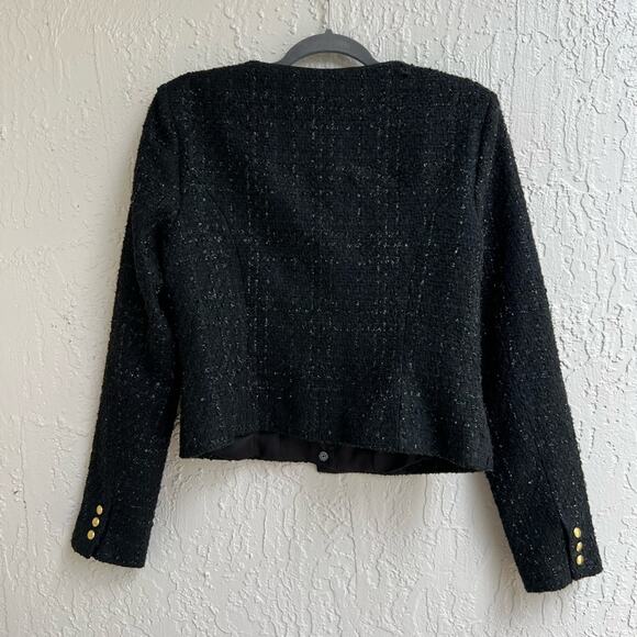 Assignment Bianca cropped tweed jacket blazer black silver XL - Picture 8 of 9